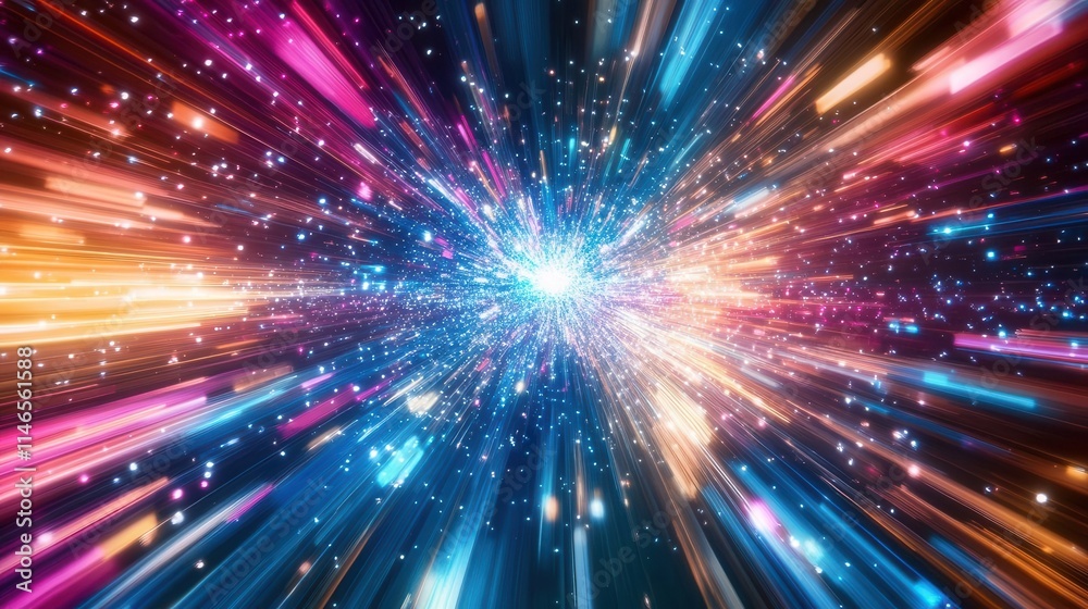 abstract digital art with dynamic colorful light trails creating high-speed motion effect against dark background for modern design applications abstract digital art with dynamic colorful light trails creating high-speed motion effect against dark background for modern design applications