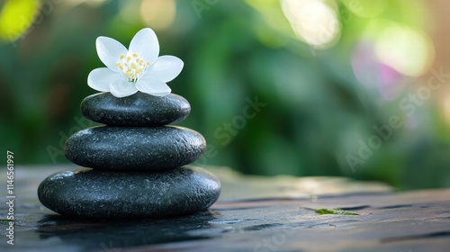 serene spa stones with flower