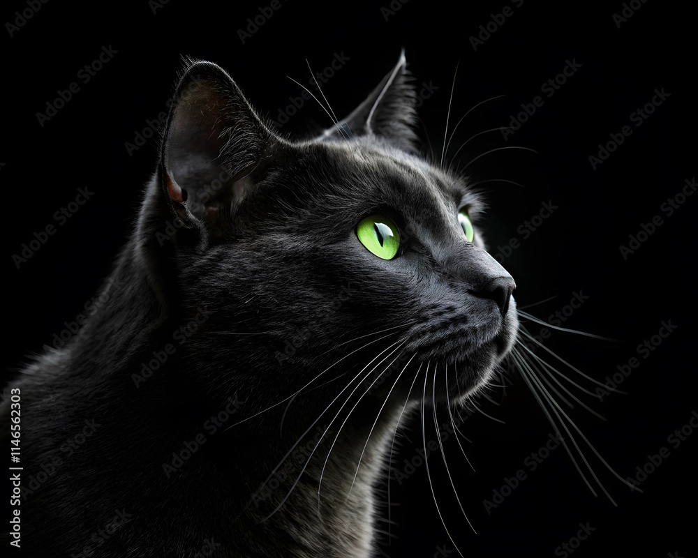 black cat portrait with black background black cat portrait with black background