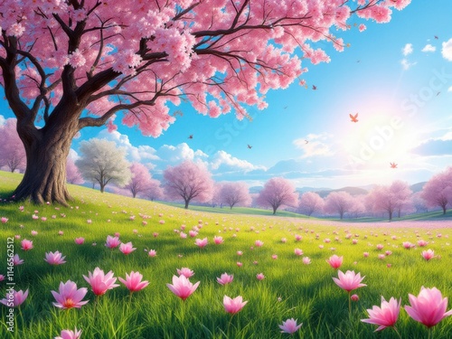 Wallpaper Mural Beautiful Cherry Blossom Tree in a Serene Spring Landscape
 Torontodigital.ca