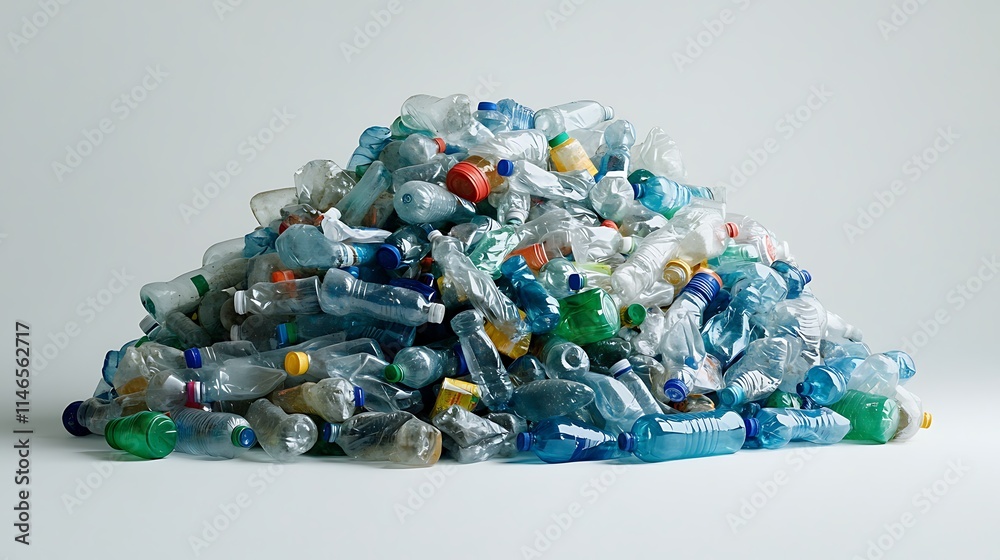 Recycling awareness campaign urban area plastic waste indoor close-up