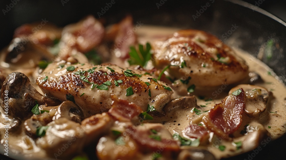 Creamy Chicken Mushroom and Bacon Dinner Creamy Chicken Mushroom and Bacon Dinner