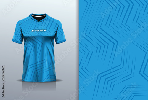 Sport jersey design template mockup sharp line for football soccer, running, esports, blue color