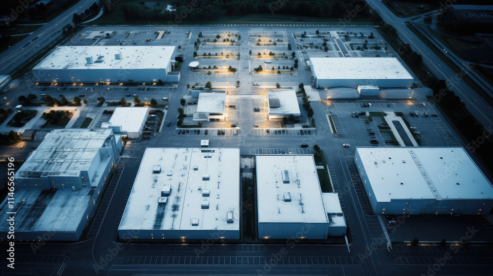 Nighttime Aerial View of Industrial Park Nighttime Aerial View of Industrial Park