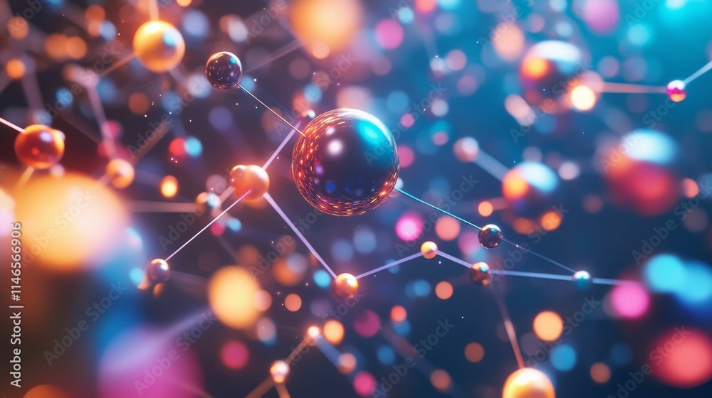 Glowing spheres, connected, abstract network. Glowing spheres, connected, abstract network.