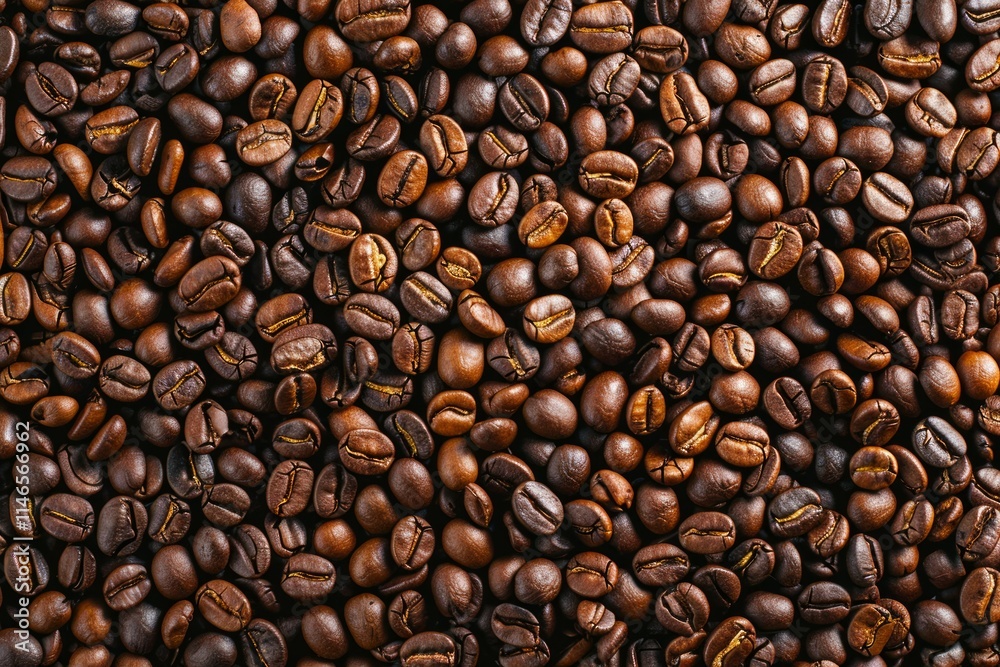 Fototapeta premium Photo of Big pile of fresh roasted coffee beans. Food photo for backdrops or recipes