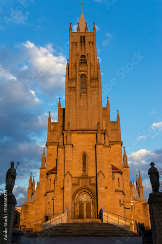 Church of Our Lady of the Scapular (kosciol Matki Boskiej Szkaplerznej) at sunset. Imielin, Poland. photo