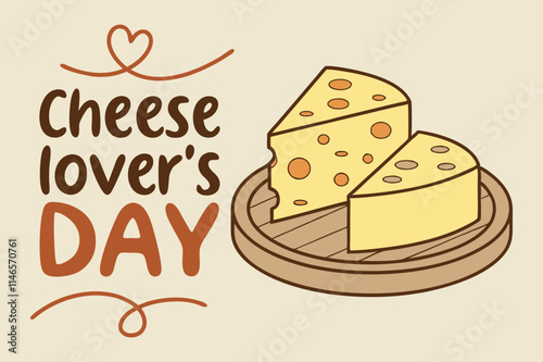 Cheese Lovers Day text banner. inscription card National Cheese Day, january 20th. Vector illustration isolated on solid background.