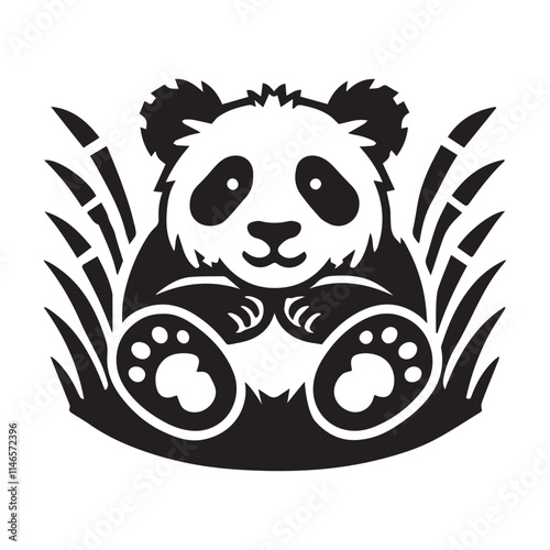 Cute panda silhouette vector illustration photo