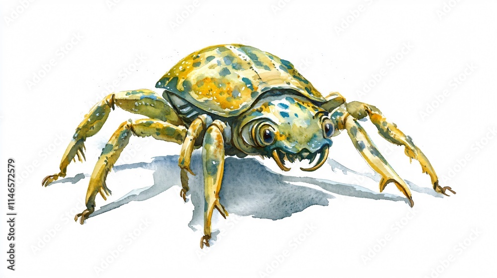 Expressive Watercolor Painting of a Curious Beetle