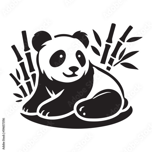 Cute panda silhouette vector illustration photo