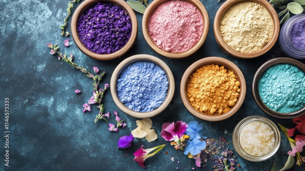 colorful natural powders and herbs colorful natural powders and herbs