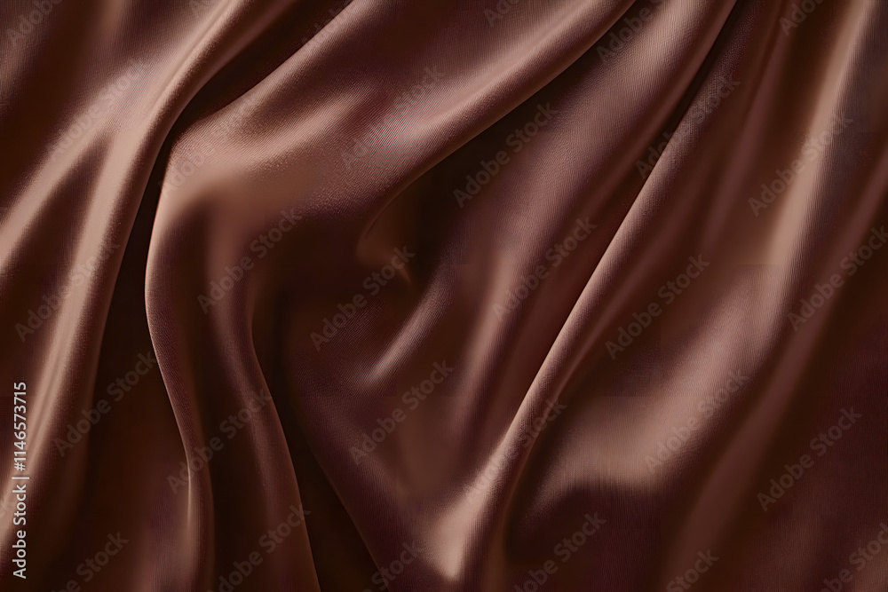 Elegant smooth brown satin fabric with rich texture and flowing drapes in color of the year 2025 mocha mousse Elegant smooth brown satin fabric with rich texture and flowing drapes in color of the year 2025 mocha mousse