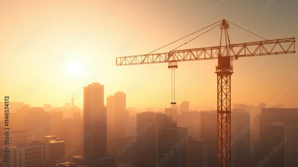 A construction crane silhouetted against a vibrant sunrise over a city skyline, symbolizing new beginnings and urban development. A construction crane silhouetted against a vibrant sunrise over a city skyline, symbolizing new beginnings and urban development.