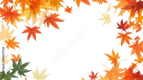 Colorful Fall foliage background. Seasonal theme for greeting card background.