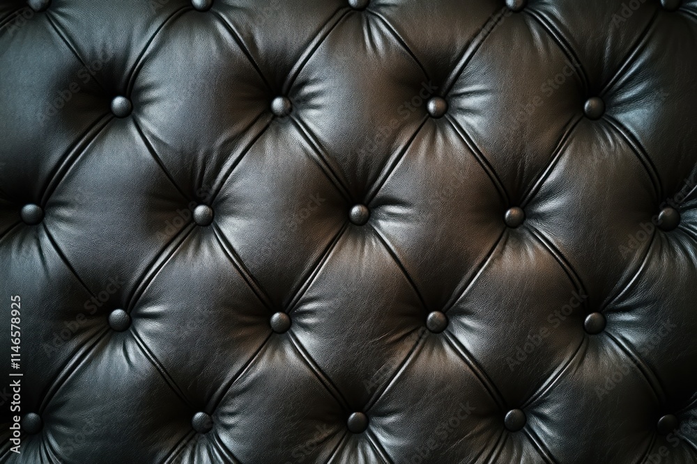 Naklejka premium Textured Black Leather Upholstery Close-Up