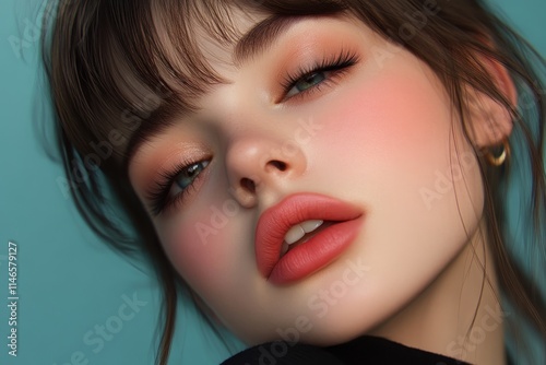 Discover a mesmerizing soft brushstroke face painting with pastel gradients, capturing an impressionist-inspired art style This image exudes a gentle and calming visual tone, emphasizing delicate