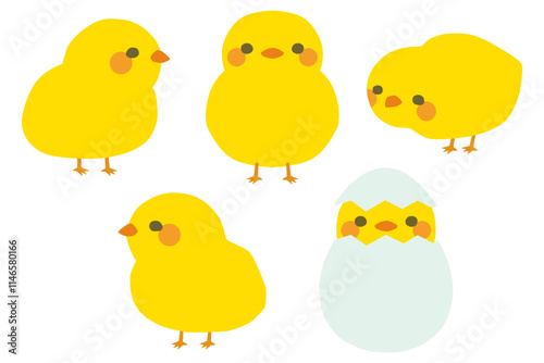 かわいいヒヨコのイラストセット ベクター素材
