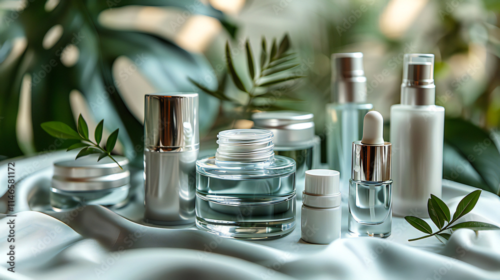 Spa still life with lavender oils in glass bottles on a silver metal table, easy design project image for any kind of spa or beauty parlor social Ads Project Spa still life with lavender oils in glass bottles on a silver metal table, easy design project image for any kind of spa or beauty parlor social Ads Project