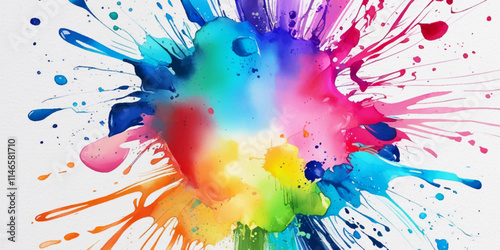 Multicolored painted strokes on white
