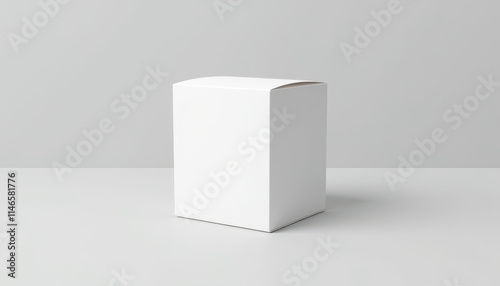 Empty tea box mockup on a light gray background for product presentation and packaging design