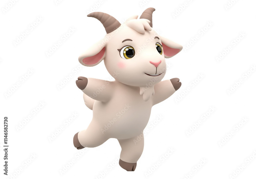 Naklejka premium Cute Cartoon Goat Character