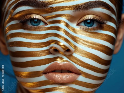 Explore captivating abstract line art face painting techniques with minimalistic patterns featuring bold lines for a sophisticated and artistic appeal Discover intricate details in modern art through photo