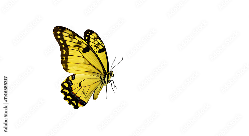 Obraz premium Yellow Butterfly Isolated on White Background Nature Insect Wildlife