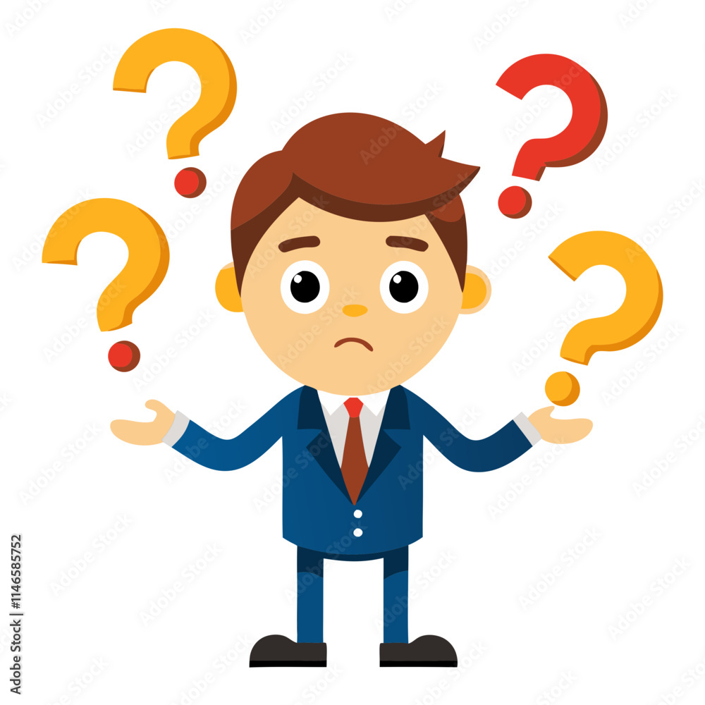 Business thinking with question marks vector image, Isolated on white background.
Business thinking with question marks vector image, Isolated on white background.
