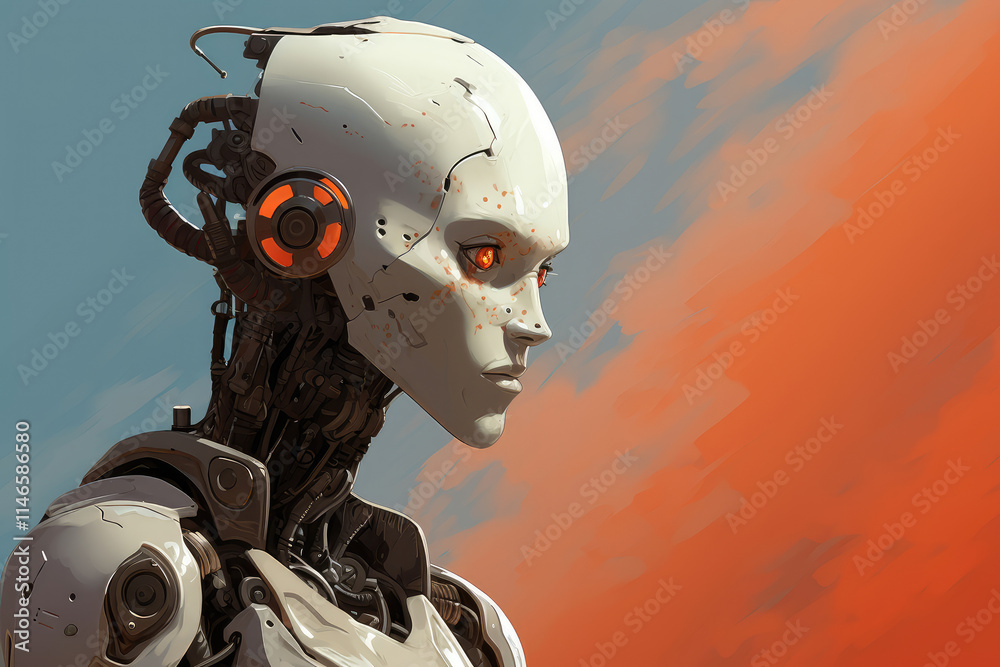 Fototapeta premium Gaze of the Future: AI Robot Portrait