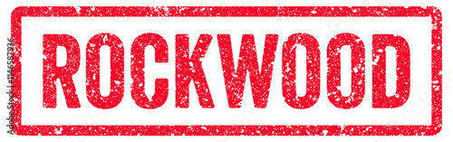 Rockwood Stamp Transparent Seal, Red Grunge Rockwood Word Rubber Stamp Seal photo