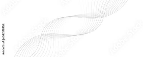Abstract gray wave dynamic curve lines on transparent background. Energy technology concept modern backdrop design for business, presentation, banner.