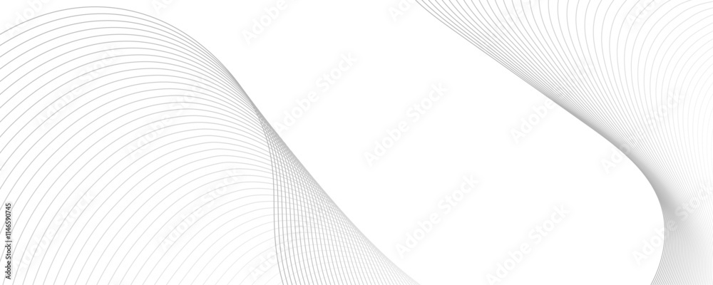 Fototapeta premium Abstract gray wave dynamic curve lines on transparent background. Energy technology concept modern backdrop design for business, presentation, banner.