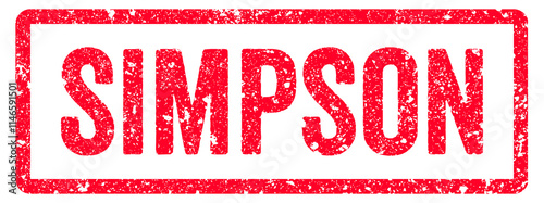 Simpson Stamp Transparent Seal, Red Grunge Simpson Word Rubber Stamp Seal