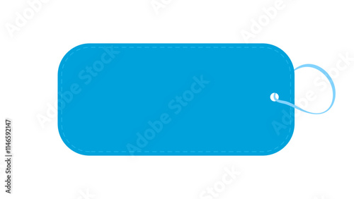 Blank Blue Price Tag Isolated On White Background. Vector Illustration