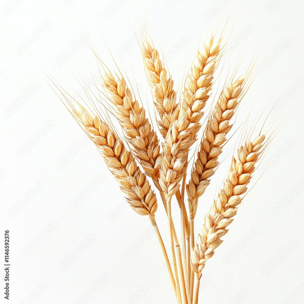 Golden Wheat Stalks with Ripe Grain Heads Against a Soft Beige Background, Capturing the Essence of Agriculture and Harvest Season in a Minimalist Style Golden Wheat Stalks with Ripe Grain Heads Against a Soft Beige Background, Capturing the Essence of Agriculture and Harvest Season in a Minimalist Style