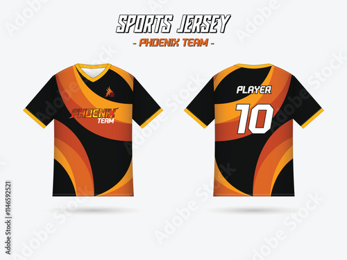 team jersey with phoenix theme design for sports, e-sports, casual wear apparel