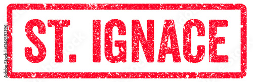 St. Ignace Stamp Transparent Seal, Red Grunge St. Ignace Word Rubber Stamp Seal