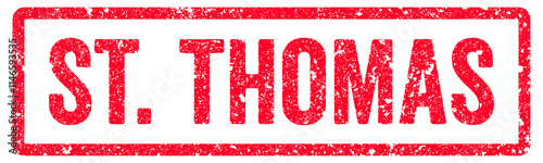 St. Thomas Stamp Transparent Seal, Red Grunge St. Thomas Word Rubber Stamp Seal