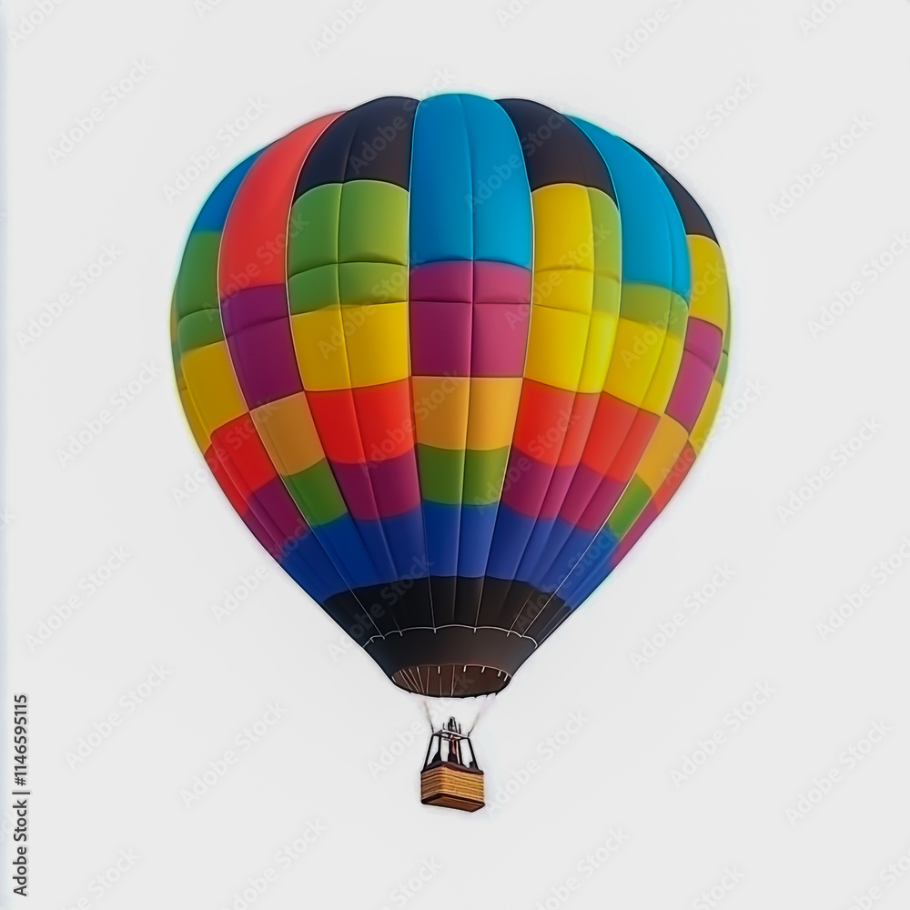 Fototapeta premium Vibrant hot-air balloon isolated on white background.