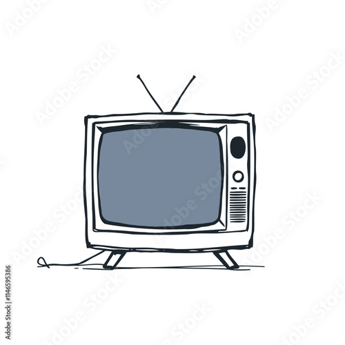 Classic CRT Television Drawing for Nostalgic and Retro Design Concepts