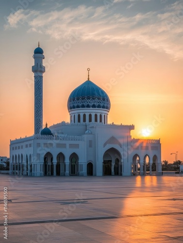 Mosque in Al Wakrah, Qatar, sunset view with a mosque photo