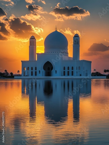 Mosque in Al Wakrah, Qatar, sunset view with a mosque photo