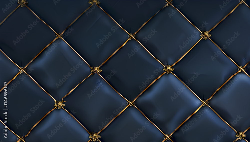 Fototapeta premium navy blue background with an elegant quilted pattern in gold, suitable for use as a phone wallpaper or backdrop