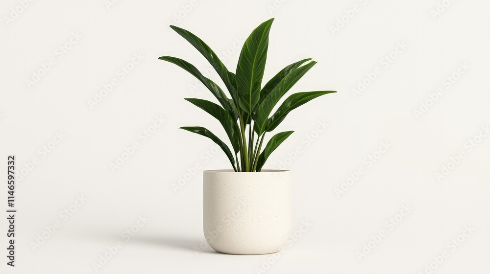 Lush green plant in a simple white pot on a white background. Lush green plant in a simple white pot on a white background.