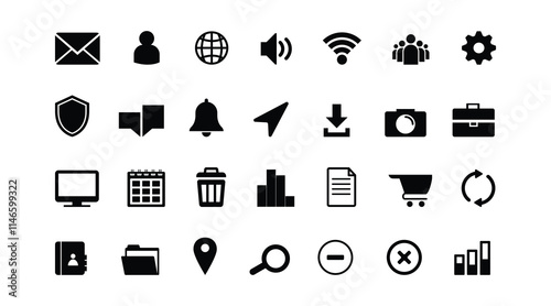 Contact icon set. Containing e-mail, phone, address, customer service, call, website and more. Solid icons vector collection. Website Line Editable Icons set. 