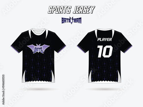 team jersey with bat theme design for sports, e-sports, casual wear apparel