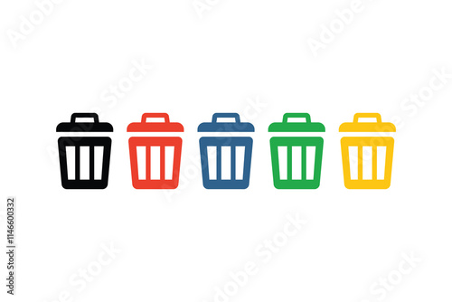 Bin icon set. Trash can symbol vector illustration. Delete icon set.