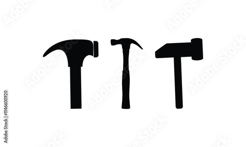 Hammer icon set. Simple flat design. Symbol or sign for smith, blacksmith, metalwork, repair. hammer and nails vector