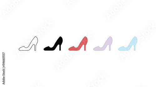 high heel shoes. Pumps black line icon. High heel women shoes, graphic icon. 
